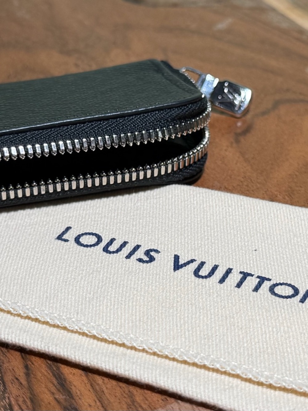 Louis Vuitton Black Textured Zip Card Case - Picture 7 of 9